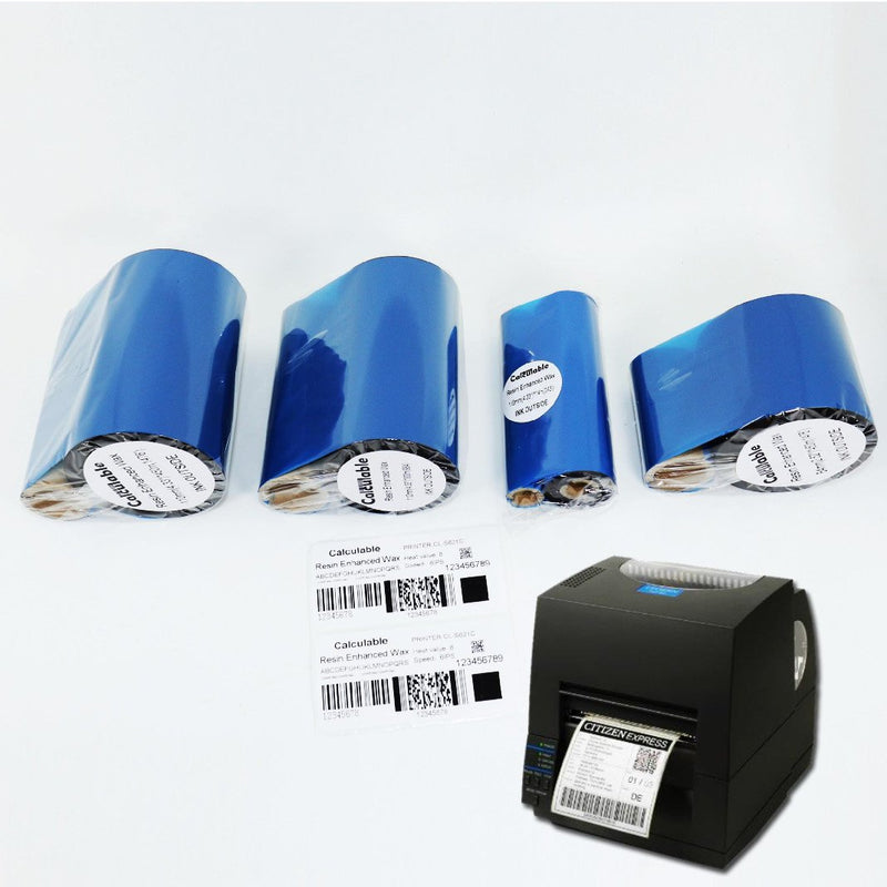 [Australia - AusPower] - 4.33" x1476' (110mmx450m) Thermal Transfer Ribbon Ink Outside Wax Ribbons Resin Enhanced Wax for Zebra GK420D SM4 ZT410 GC420t GK420t GX420t GX430t Tec Datamax Intermec Citizen Printer Resin Enhanced Wax 4.33"x1476' 