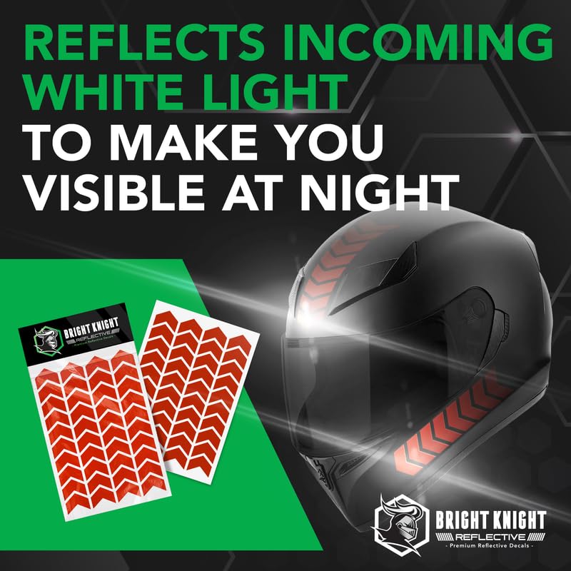 Bright Knight Decals Chevron Hard Hat Reflective Stickers, 1" Red Acyclic Adhesive Vinyl Tape Made with 3M Reflector Tape, Bicycle Helmet Reflective Tape Outdoor Waterproof for High-Visibility 1 pk