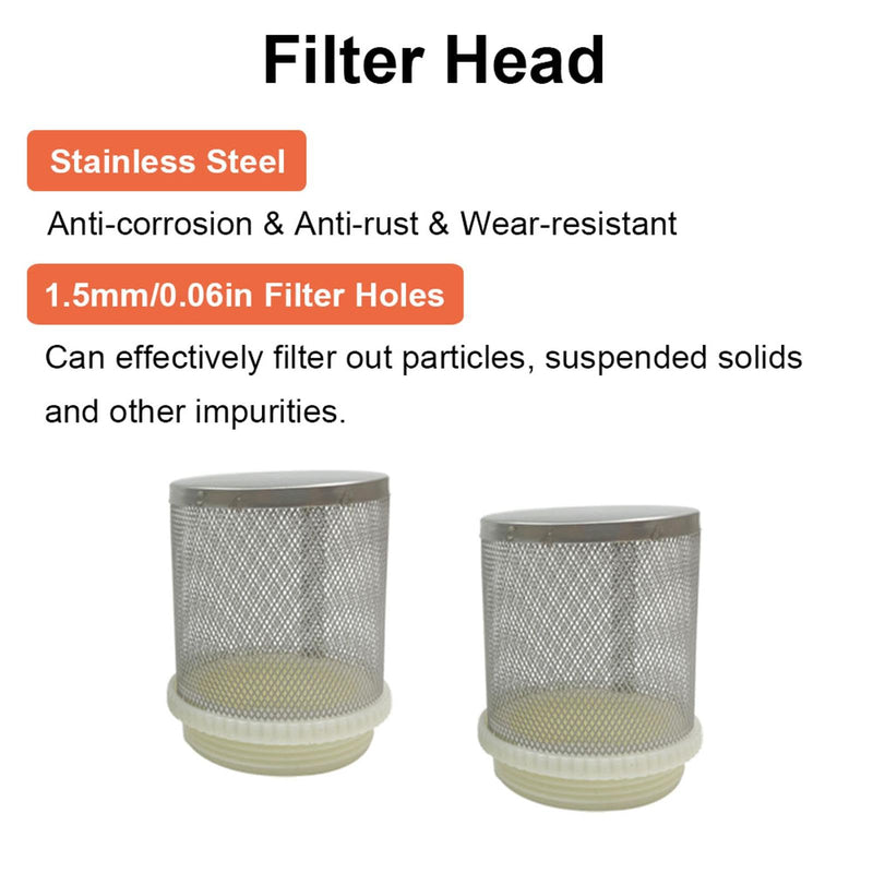 Stainless Steel Suction Strainer Filter Head with PVC Hose Connector, Foot Valve Strainer for Water Pumps, Aquariums, Pools(50mm/1.97") 50 mm/1,97 Zoll