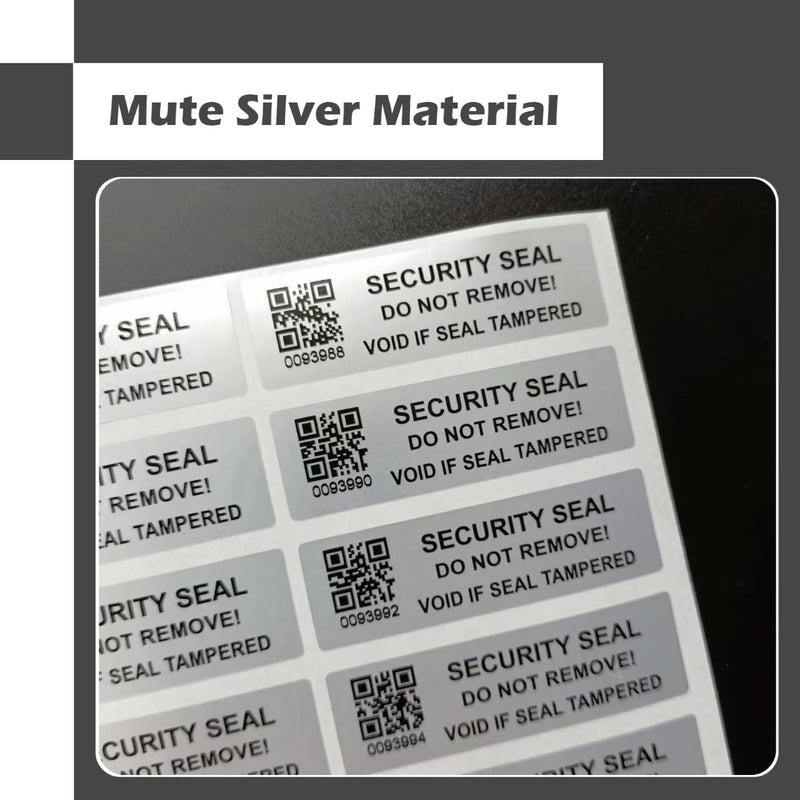 200pcs Security Warranty Void qrcode Stickers with Serial Number Tamper Proof Evident Sealing Label for Package(2x0.6 inches,Matte Silver) Silver3