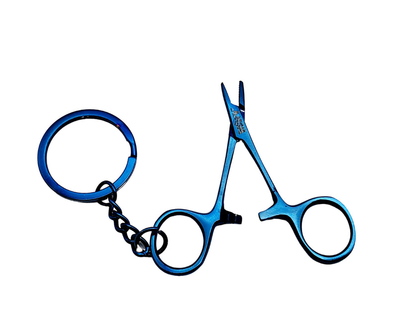 [Australia - AusPower] - Bundle of 3 pcs Castroviejo Needle Holder Hemostat Mayo Hegar Mosquito Keychain (Blue) 