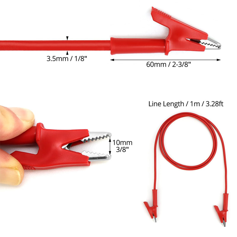 [Australia - AusPower] - QWORK® 5 Pieces Crocodile Clip Test Leads, Multimeter Test Leads, 1m, 1000V 15A for Circuits and Diagnostic Tests, 5 Colours 