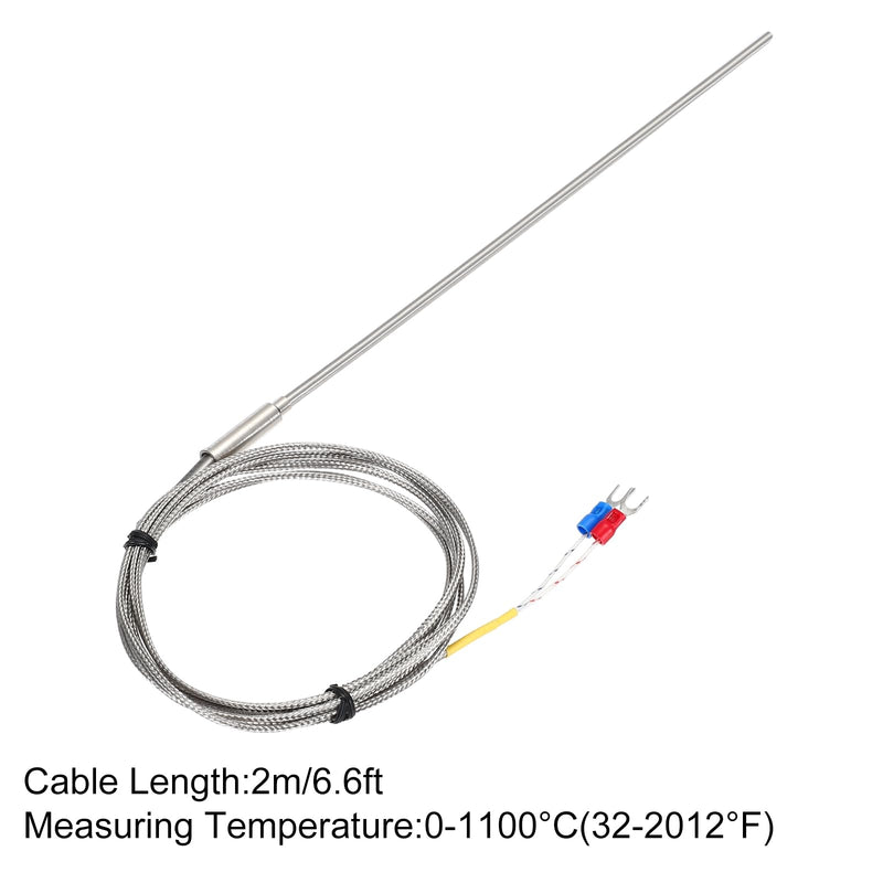 [Australia - AusPower] - MECCANIXITY K Type Thermocouple Temperature Sensor Probe 4x250mm 6.6ft Wire 0 to 1100°C(32 to 2012°F) Stainless Steel 