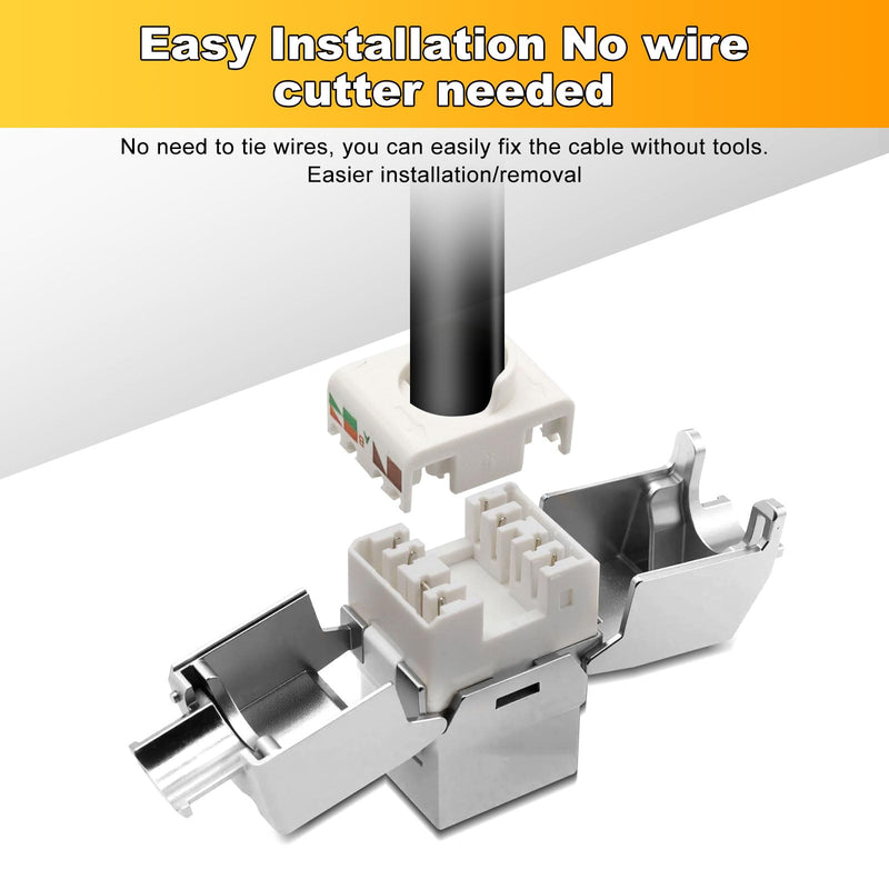 [Australia - AusPower] - 2x CAT 7 Keystone RJ45 Module Socket LAN Cable 10 Gbit/s to 1000 MHz AWG 22-24 Tool-Free LSA Fully Shielded STP Socket RJ45 Socket Cutting Terminal for Patch Panel and Network Socket 2pcs 