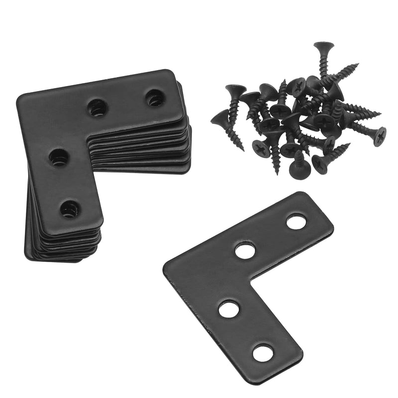 [Australia - AusPower] - Piutouyar Black Stainless Steel L Braces Flat Corner Braces 40mm x 40mm/1.57 x 1.57 Inch Angle Brackets Connector Fixing Repair Joint Bracket for Wood Furniture (20Pcs) 