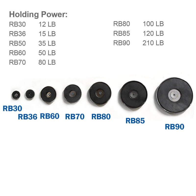 [Australia - AusPower] - CMS MAGNETICS - 5-Pack RB60 C8 Ceramic Ferrite Round Base Magnet with Anti-Corrosion Chrome Plated Steel Cup and 50 LB Pull Force - Cup Diameter: 60.4mm, Center Hole: 6.9mm, Thickness: 8.9mm 