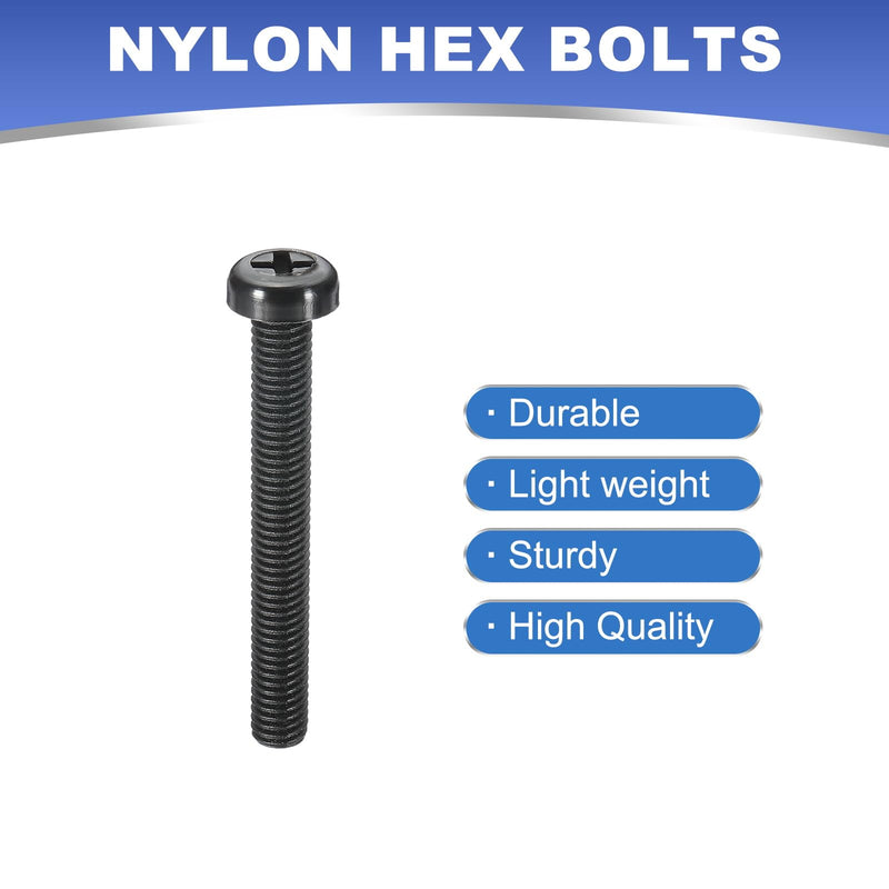 [Australia - AusPower] - PATIKIL M8x60mm Black Nylon Bolts Plastic Nuts Full Thread Head Screws, 24 Pcs M8*60mm 