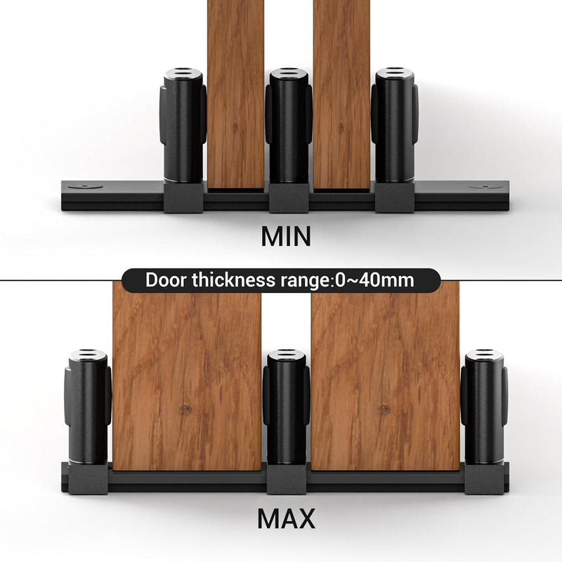 Siding Closet Door Floor Guide,Barn Door Guide for Bottom,Adjustable Bypass Door Floor Guide 3-Roller Design,Black（2PCS） 2 Black