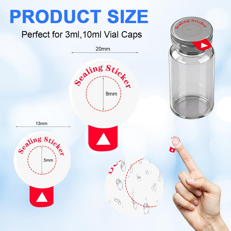 Vials Sealing Stickers 120Pcs Transparent Self Adhesive Sticker Laboratory Circle Sealing Labels for 13mm 20mm Aluminum Plastic Caps