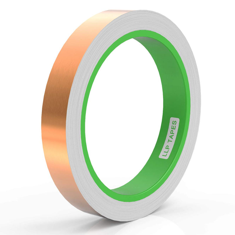 LLPT Copper Foil Tape 1/2” x 33 Feet 3.15 Mil Dual Conductive for EMI Shielding Soldering Stained Glass Circuit Crafts Guitar Electrical Repairs Grounding Strong Adhesive (CF130) 1/2" x 33 Feet