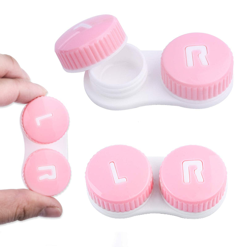 [Australia - AusPower] - Contact Lens Case，Portable Travel Contact Lens Box with Mirror Tweezers Remover Tool Solution Bottle for Travel & Home D-Rose Gold 