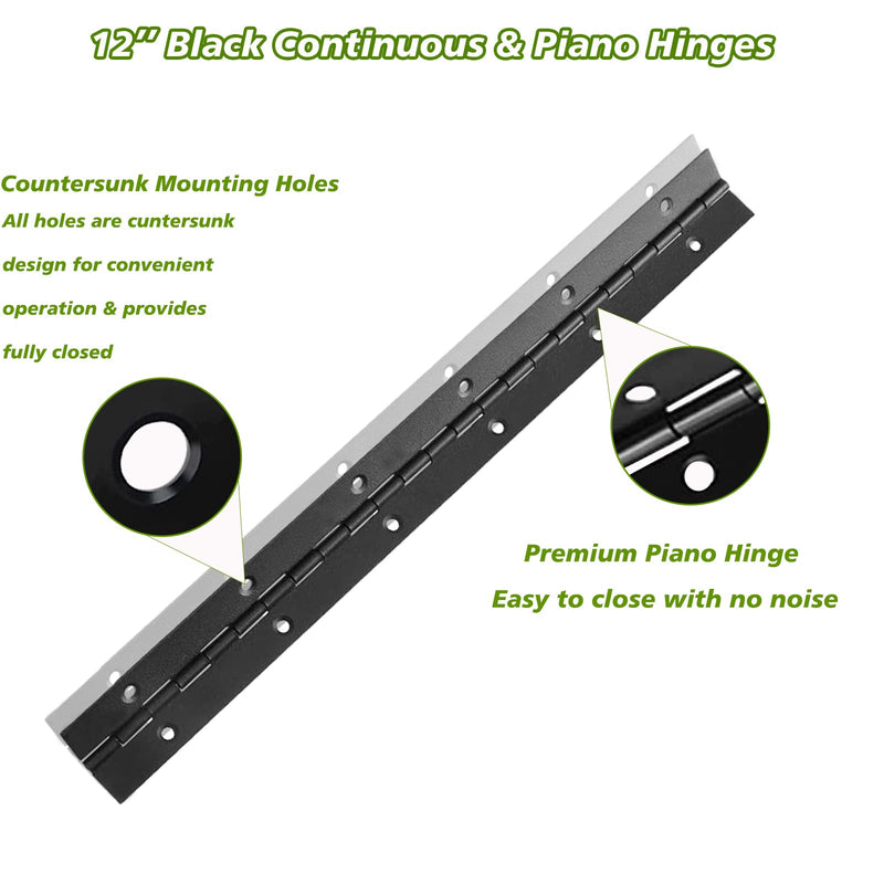 [Australia - AusPower] - 4PCS 12Inch Piano Hinges Sets, Heavy Duty Stainless Steel 304 Continuous Hinge with Hole for Mailbox, Wood Furniture Tool/Storage Boxes, Cabinets Door 12INCH-4PCS 