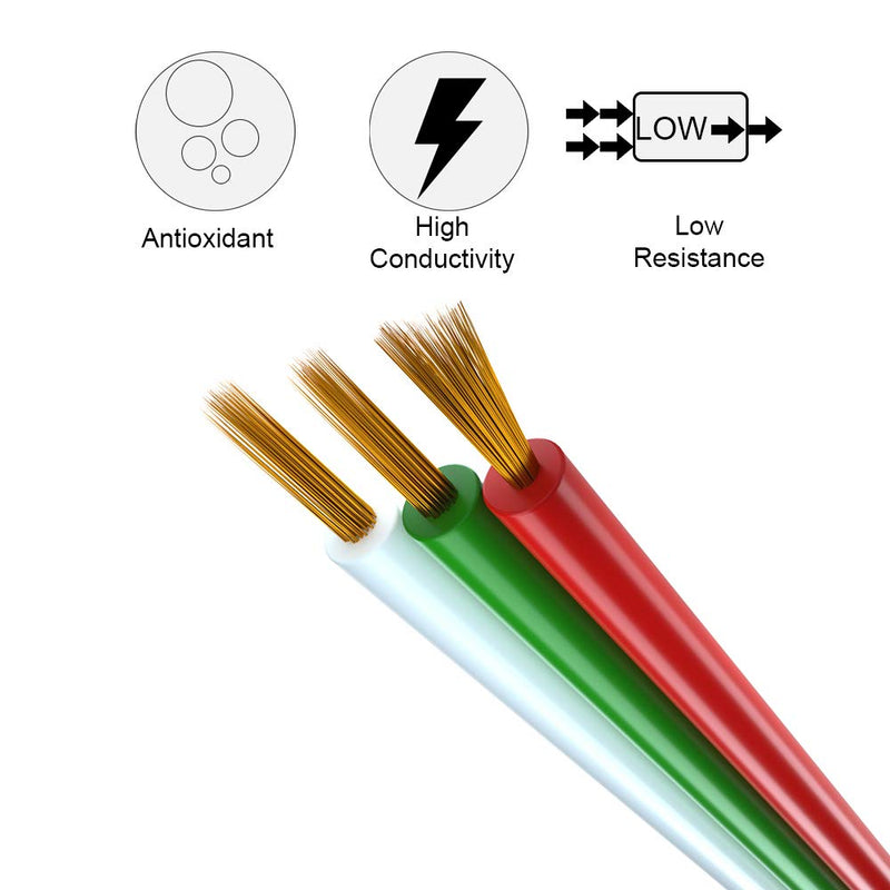 [Australia - AusPower] - BTF-LIGHTING RGB WS2812B WS2811 SK6812RGBW 32.8ft/10m 20AWG LED Strip Light Electric Extension Cable 3-Pin Stand Connection Cable Cord for WS2812 Colour Changing LED Strip Rope 3pin 
