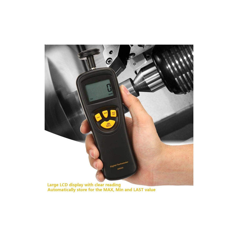 [Australia - AusPower] - Digital Contact Tachometer,LCD Handheld Tachometer 0.5-19999RPM,High Tester Counter with Max/Min/Last Data Backlight Hold Functions 