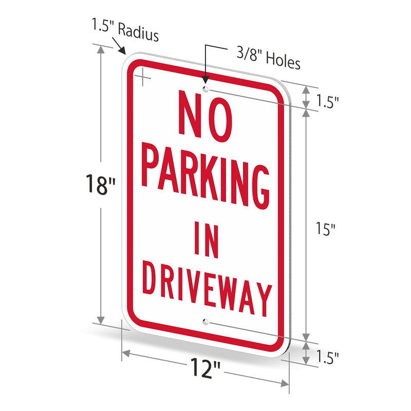 SmartSign "No Parking in Driveway" Sign | 12" x 18" 3M Engineer Grade Reflective Aluminum EG Reflective Aluminum