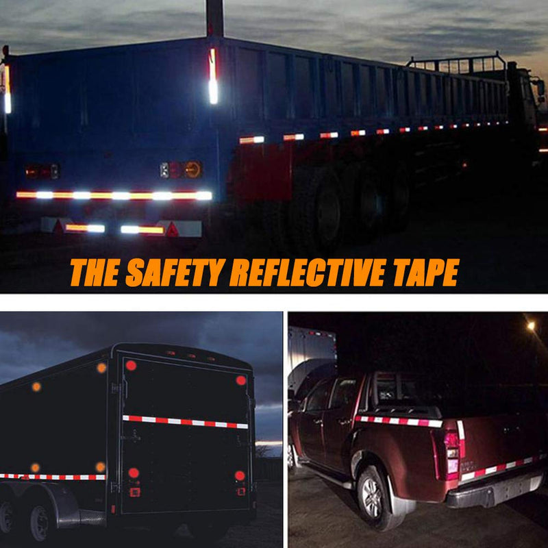 ONTWIE 30ft X 2" Reflective Safety Tape Yellow + 30ft X 2" Reflective Safety Tape White Red