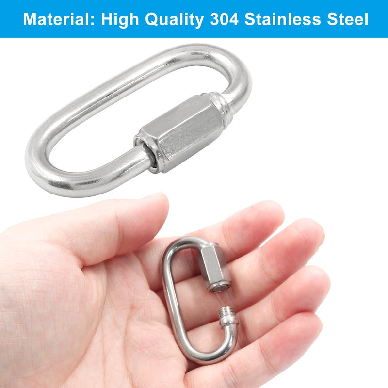 [Australia - AusPower] - 6Pcs Quick Links 3/16 Inch 304 Stainless Steel D Shape Locking Quick Connector, M5 Quick Link Chain Heavy Duty Durable Chain Connector - 648lbs Capacity M5, 6Pcs 