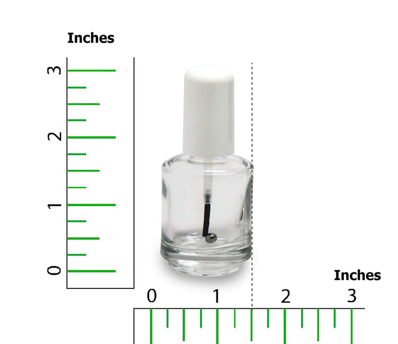 [Australia - AusPower] - Karlash Premium Empty Polish Bottle Clear + Brush + Mixing ball + White Cap 0.5 Oz - 4 Pieces 