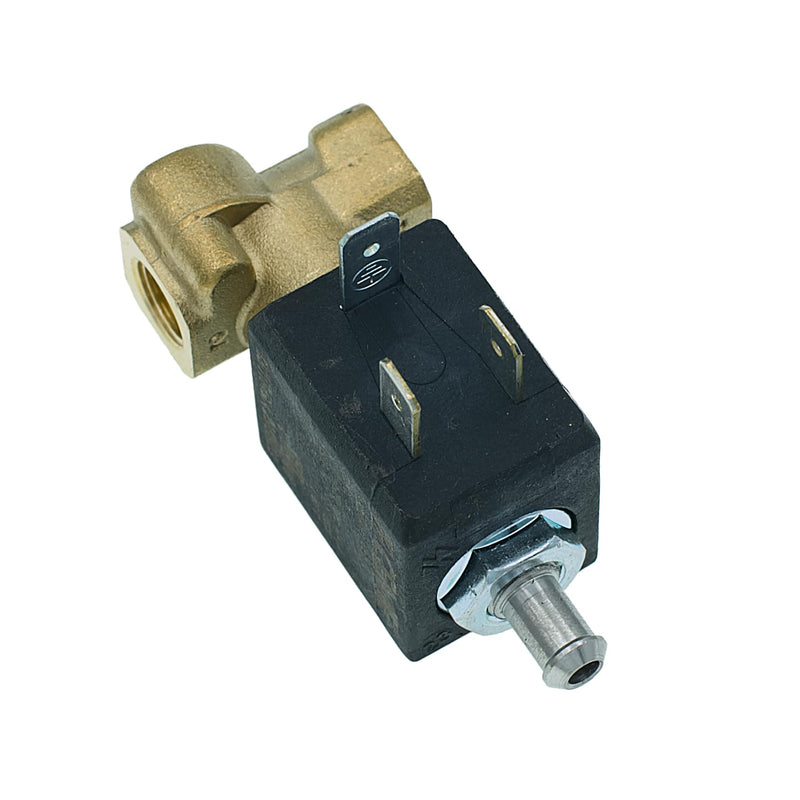 MacMaxe 120V Three-Way Solenoid Valve – Model 5320, 1/8" F x 1/8" F, 7mm Outlet, 12 Bar Max, FKM Seal, 14VA Coil (100/120V 60Hz), Espresso Machine Replacement Part