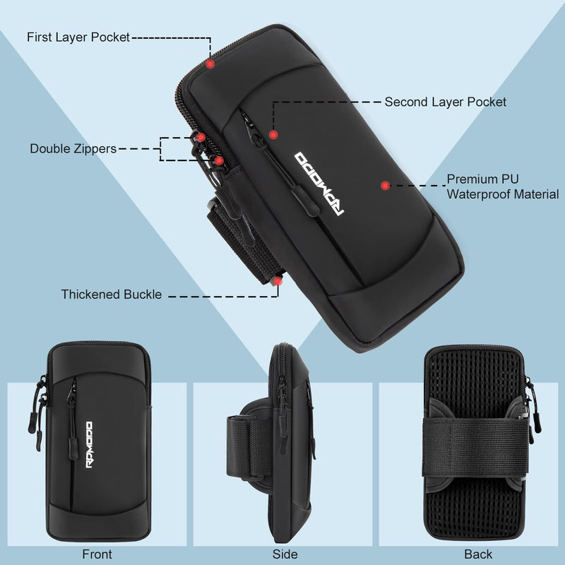 [Australia - AusPower] - Phone Holder for Running, Large Capacity Arm Band for Phone for Running Walking, Lightweight Armband Cell Phone Holder for iPhone 12 13 14 15 Samsung Galaxy S23 S22 Ultra Under 7.5 Inch (Black) 01-Black 