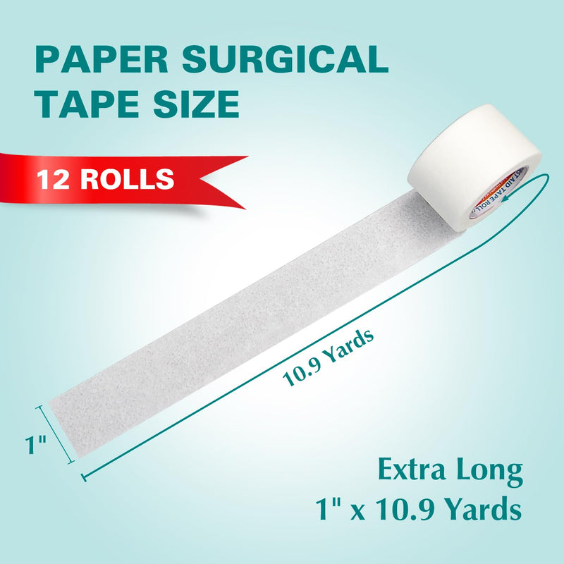 [Australia - AusPower] - General Medi Soft Paper Surgical Tape 1" x 10.9 Yards, Gentle Adhesion (12 Rolls) 12 Rolls 