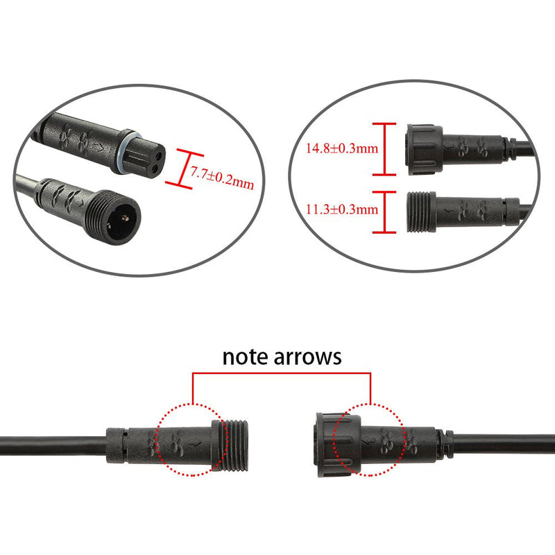 Pack of 5, FVTLED 3m 9.84ft 2Pin Extension Cable Wire with Male and Female Connectors at Both Ends Only for FVTLED Single Color LED Deck Light 9.84ft, 5pcs