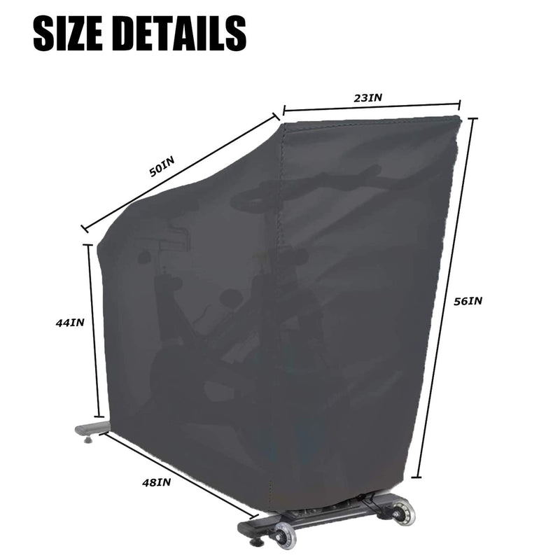 WOMACO Exercise Bike Cover Waterproof Dustproof Upright Indoor Cycling Protector Stationary Recumbent Bicycle Protective Covers for Outdoor Protection (Black, 48" L x 23" W x 56" H) Black