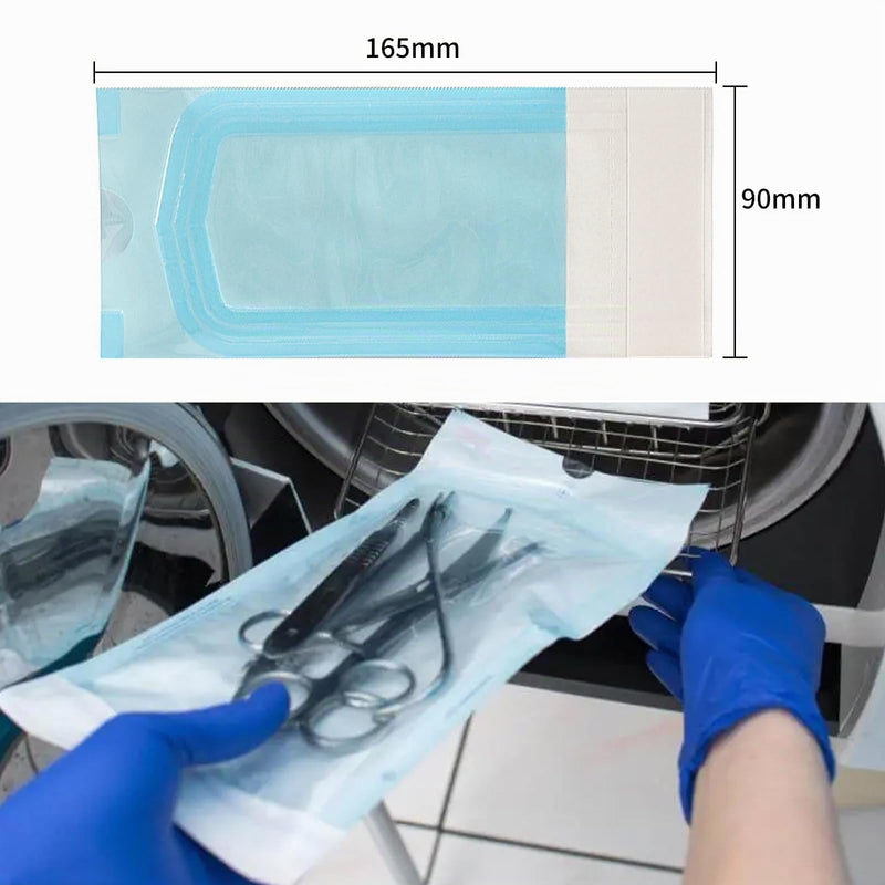 Sterilisation Bags, Pack of 50, 90 x 165 mm, Self-Sealing Sterilisation Bags for Dentist, Piercing, Manicure, Disposable Sterilisation Bags Medical