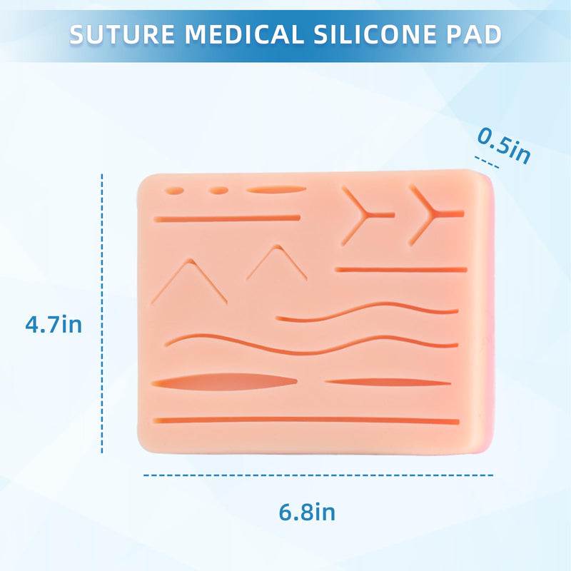 [Australia - AusPower] - Suture Practice Pad Realistic Three-Layer Silicone Skin Kit with 14 Pre-Cut Wounds, Best Gift for Medical Students Training Large 