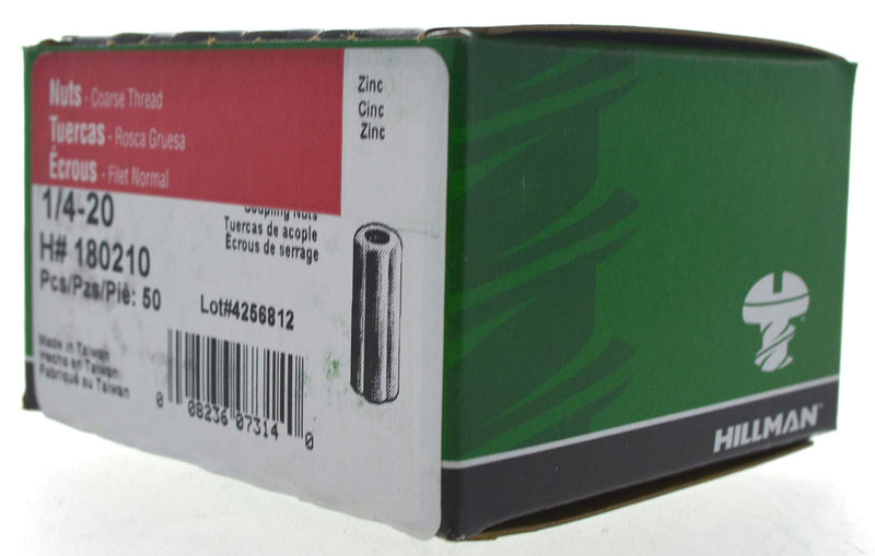 [Australia - AusPower] - Hillman 180210 Coupling Nut, 1/4 - 20, 50-Pack 1/4"-20 