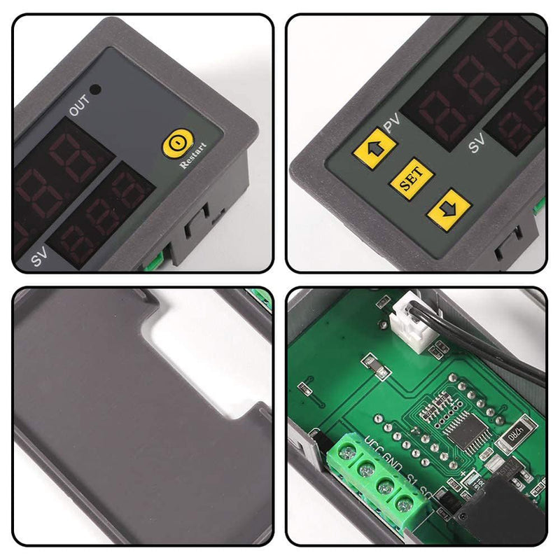 Greluma W3230 DC 12V Digital Temperature Controller, 20A LED Display, Thermostat Control Switch with NTC 10K Sensor Probe, Range from -50°C to 110°C, Pack of 2 12 V temperature controllers 1-2