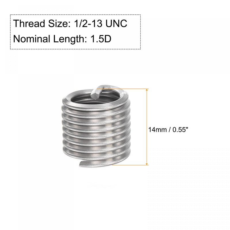 [Australia - AusPower] - uxcell Wire Thread Inserts 1/2-13 UNC 1.5D 304 Stainless Steel Helical Type Coiled Wire Screw Repair Threaded Sleeve Steel Sheath 10pcs 