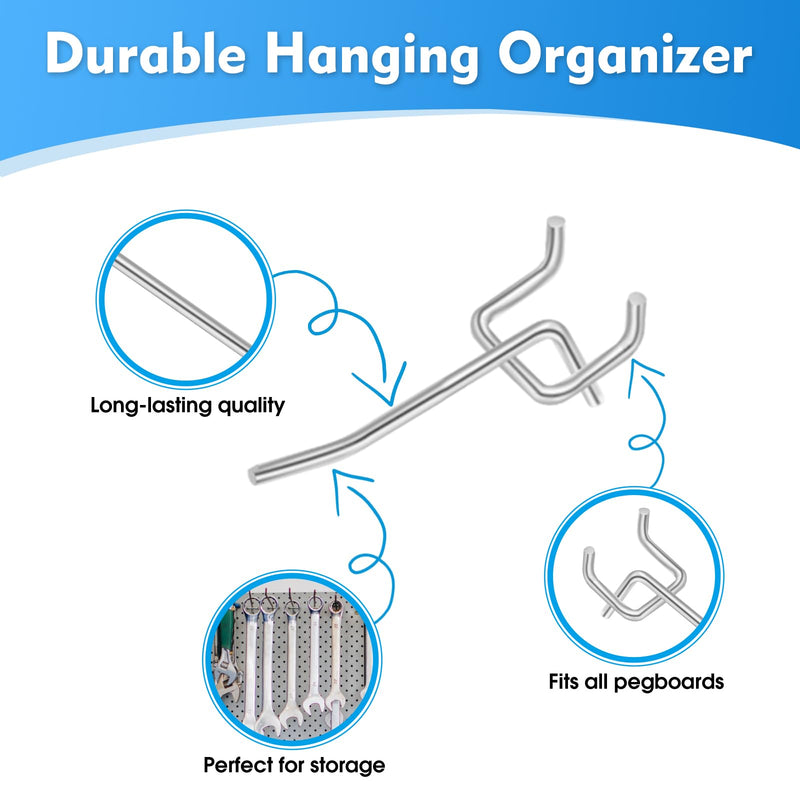 [Australia - AusPower] - 50 Pack 2 Inch Pegboard Hooks, L Shape Metal Hooks Kit for 1/4" and 1/8" Pegboard, Utility Hooks Suit for Organizing Storage Tools, Garage, Kitchen, Office, Tools 