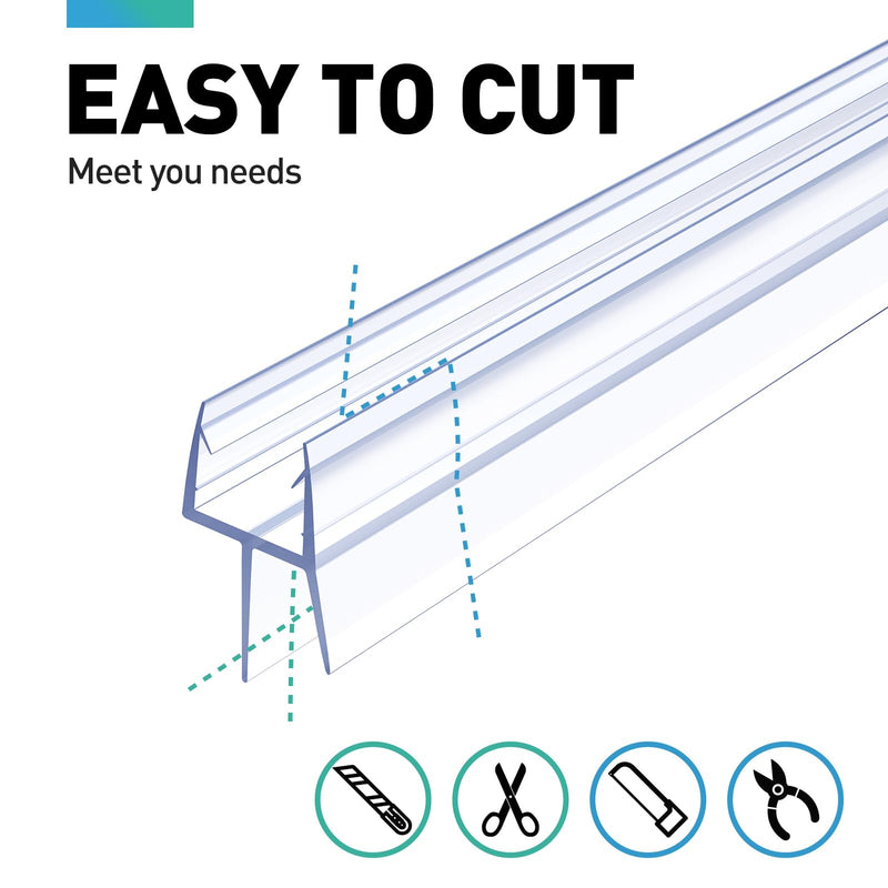 Shower Door Bottom Seal,2 PCS 3/8" X 36" Shower Door Sweep for 3/8 Inch Glass,Frameless Glass Door Seal Strip to Seal 12mm Door Gap,Stop Shower Leaks and Create a Water Barrier For 3/8" Glass-Short Sweep