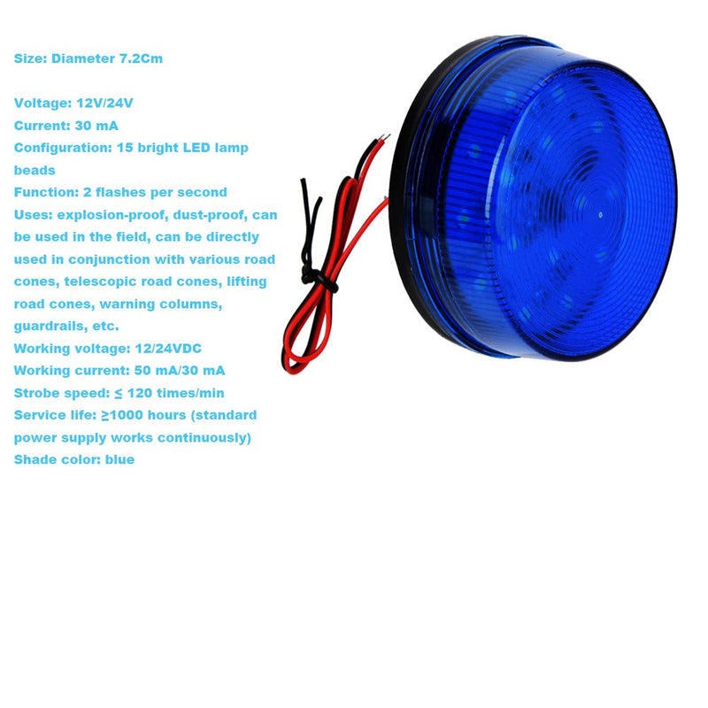 [Australia - AusPower] - Blue Strobe Beacon Light,Lelukee 2pcs DC 12V Flashing Light Rainproof Blue Led Alarm Signal for Field Work Snowplow Outdoor Work Home Security System Etc. (Blue) 