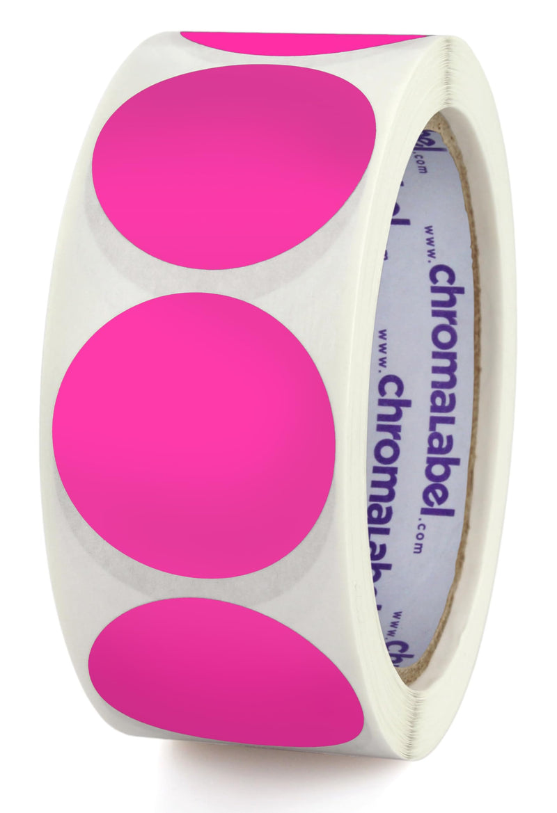 ChromaLabel 1-1/2 Inch Round Permanent Color-Code Dot Stickers, 500 per Roll, Fluorescent Pink