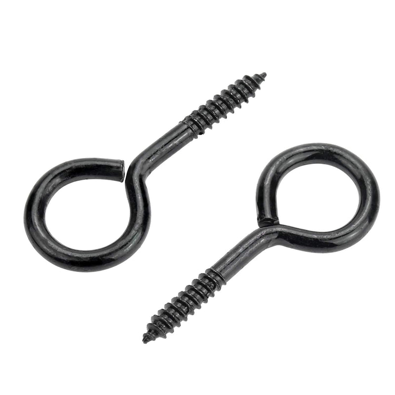 40 Pieces 2 inch Screw Eyes, Black Zinc Plated Steel Screw Eyes, Self Tapping Screw Hooks, Metal Eye Hooks, Eyelet Screws 2 Inch (40 Pieces)