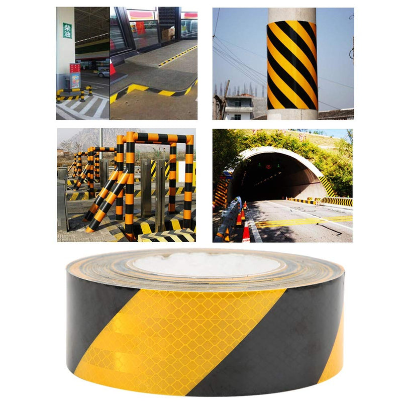 Safety Stripe Tape, 50mm x 25m Black Yellow Highlight Reflective Safety Warning Self Adhesive Tape Sticker