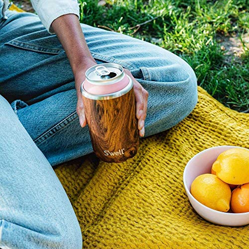 S'well Stainless Steel Drink Chiller, Fits 12oz Cans and Bottles, Teakwood, Triple Layered Vacuum Insulated Container Keeps Drinks Cold for Up To 6 Hours, BPA Free (Pack of 2) 12 oz (Pack of 2)