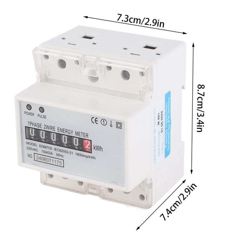 [Australia - AusPower] - Energy Meter, DDM75S Single Phase 4P LED Din Rail Energy Meter, Power Consumption Meter 10-40A KWh Meter with Passive Pulse Output 