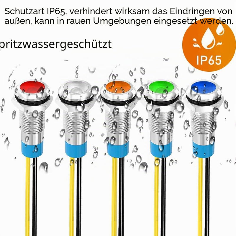 Gebildet Pack of 5 8 mm 230 V AC LED Metal Indicator Light Waterproof Signal Lamp (Green) Green - 220v/230v
