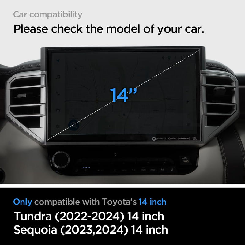 [Australia - AusPower] - Spigen Tempered Glass Screen Protector [GlasTR Slim] designed for Toyota Tundra (2022/2023/2024), Toyota Sequoia (2023/2024) 14 inch Dashboard Touchscreen - Matte/Anti Finger Print 