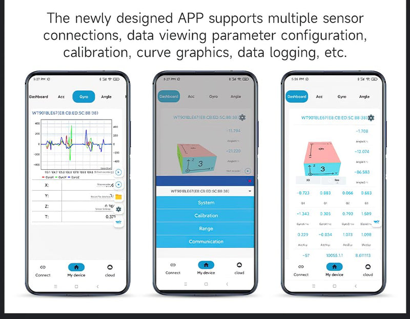 [Australia - AusPower] - [Bluetooth 5.0 Accelerometer+Inclinometer] WT9011DCL MPU9250 High-precision 9-axis Gyroscope+Angle(XY 0.2° Accuracy)+Magnetometer with Kalman Filter, Low-power 3-axis AHRS IMU Sensor for Arduino 