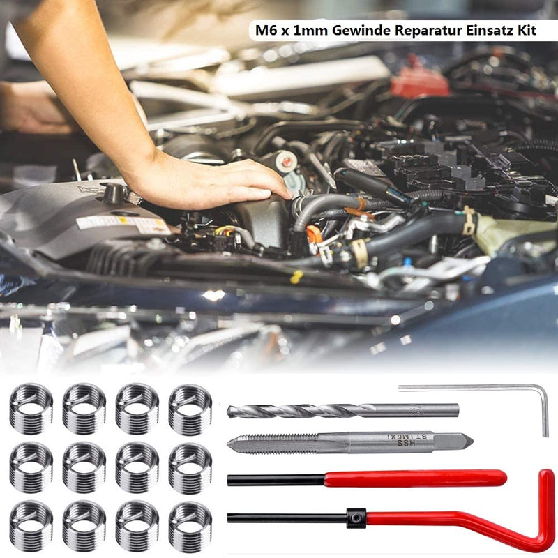 [Australia - AusPower] - fixinus 30 Piece M6 x 1.0mm Thread Repair Insert Kit, Stainless Steel Thread Repair Kit Helicoil Coil Compatible Hand Tool Set for Auto Repair 