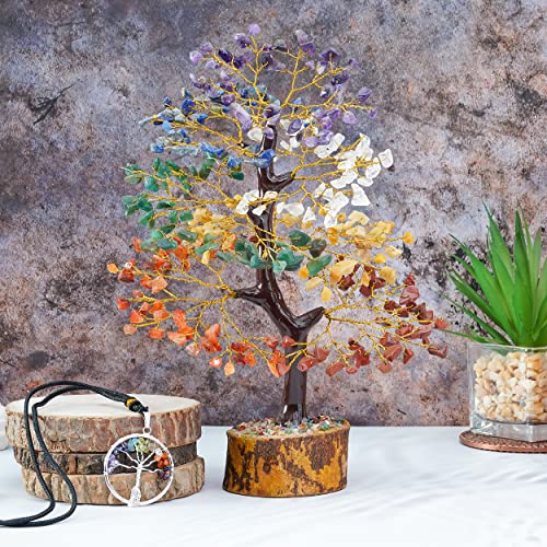 Crocon® 7 Chakra Tree of Life Pendant Crystals for Birthday gift for her #001 (7 Chakra + Tree of Life Pendant-a)