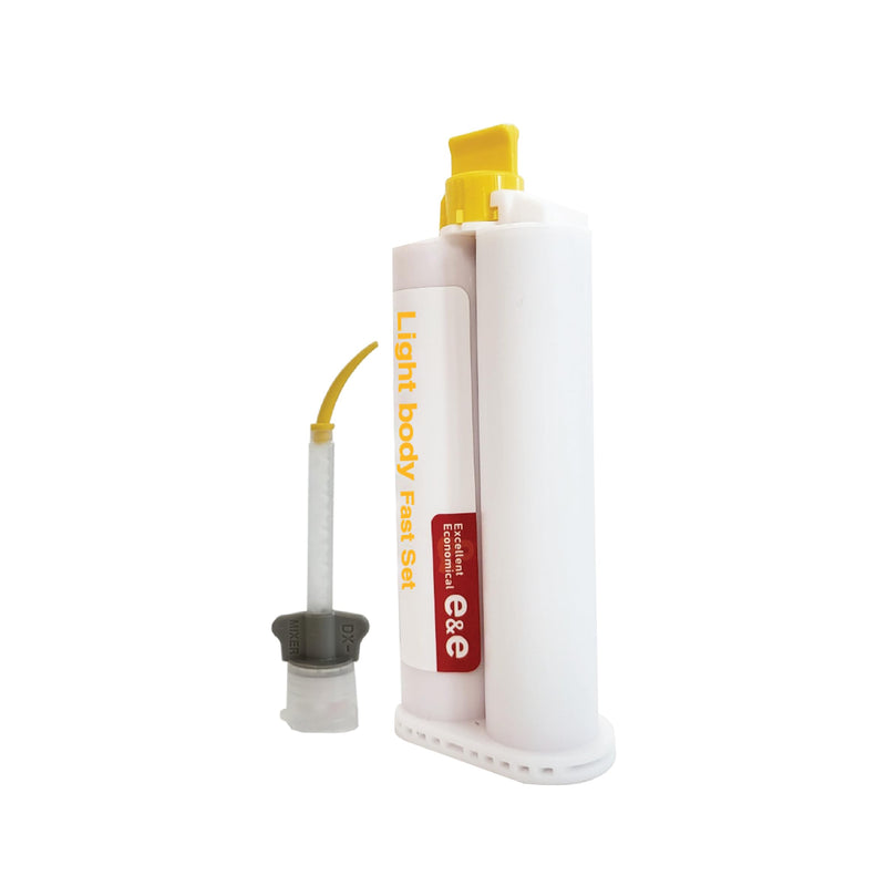 [Australia - AusPower] - E&E Light Body Fast Set – 4 x 50ml Cartridges + 24 Mixing Tips + 24 Intraoral Tips – 40 Sec Working Time, 2 Min Setting Time – Fast, Precise Material 