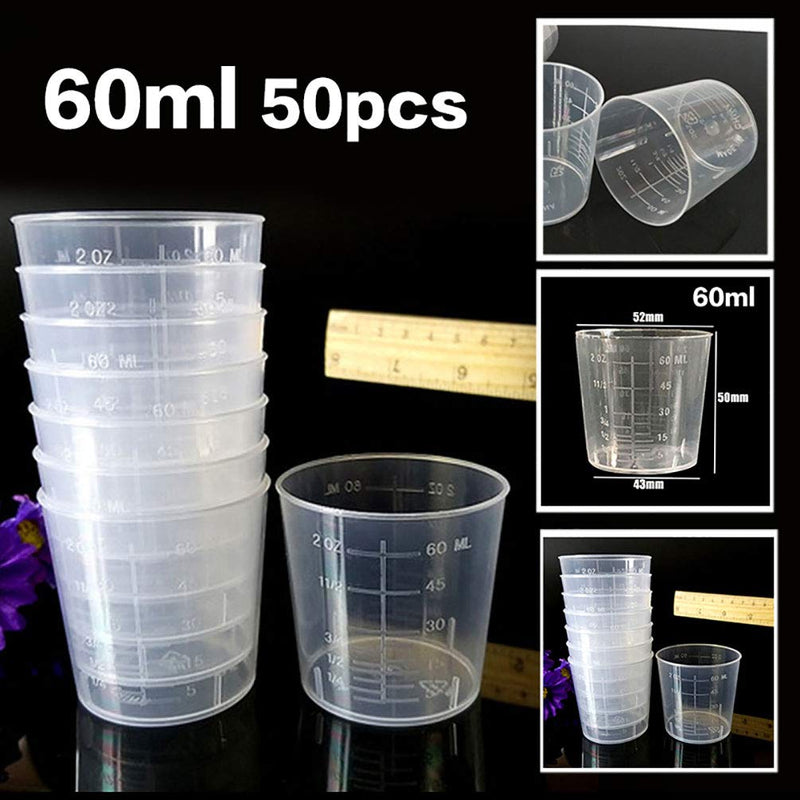 [Australia - AusPower] - 50PCS Plastic Medicine Cups, 60ml/2oz Clear Reusable Graduated Cups Transparent Scale Measuring Cups, Measure Container for Mixed Pills, Liquid Medication 