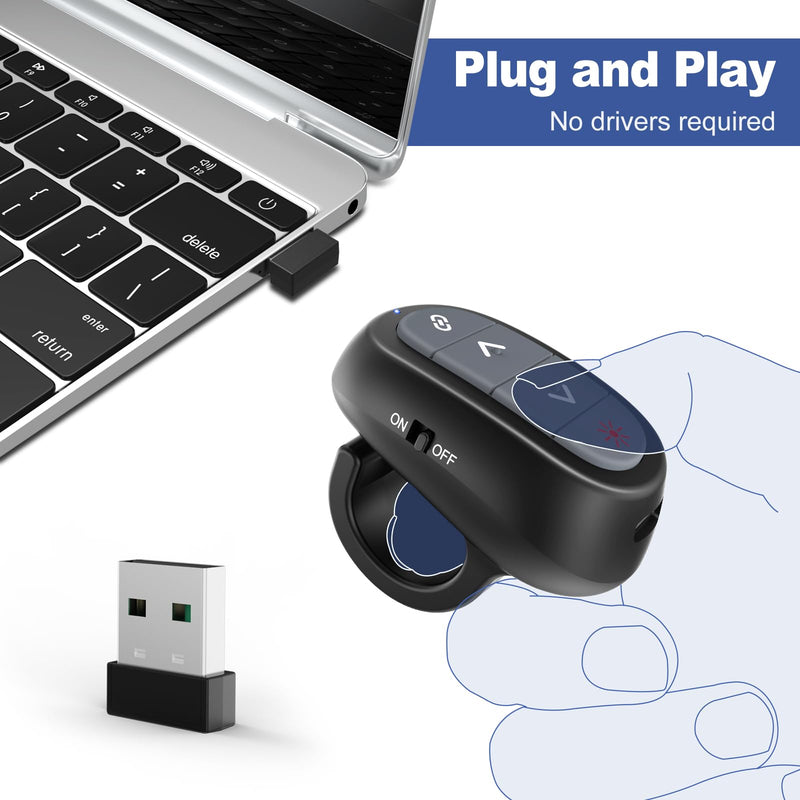 [Australia - AusPower] - Presentation Clicker PowerPoint Wireless Presenter Remote: Laser Pointer Computer Clickers, Hyperlink Finger Ring Project Power Point PPT Clicker for Mac Laptop Office, Slideshow Google Slide Advancer 