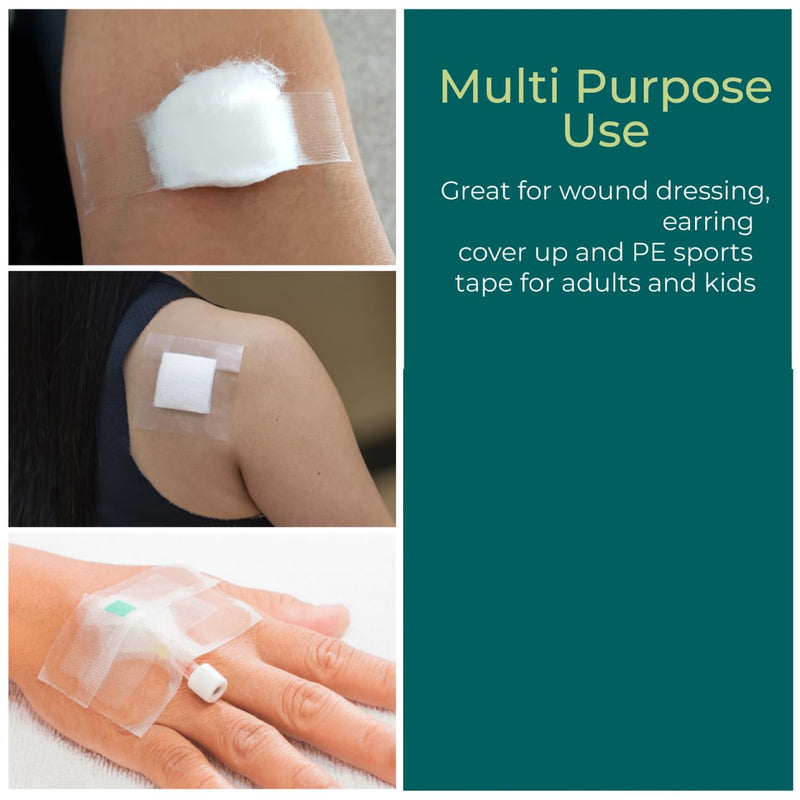 [Australia - AusPower] - Hypoallergenic Transparent Surgical Tape 1 inch x 10yd |4 Rolls Waterproof,Clear| Medical Tape for Skin, Dressings and Face| First Aid Bandage Tape for Sensitive Skin 