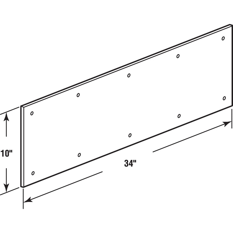 Prime-Line J 4620 10 x 34 In., Aluminum, Door Kick, Satin Finish (Single Pack) | 10 x 34 in, Single Pack satin aluminum